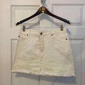 White Denim Mini Skirt